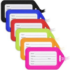 Luggage Tags Assorted, 6 PK, Bag Tag for Baggage, Suitcase Tags Bulk